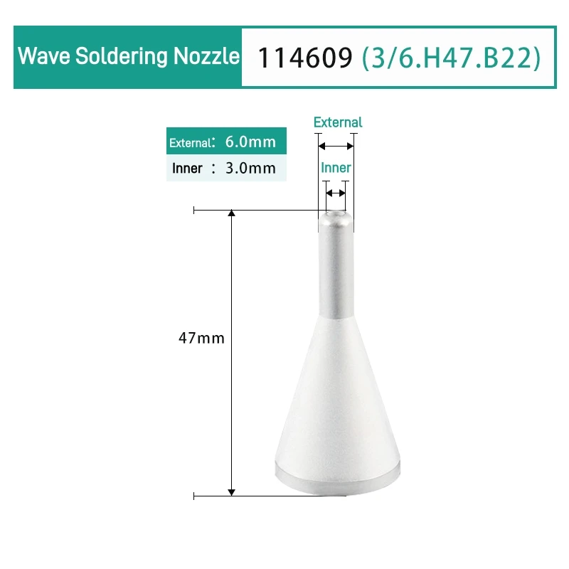 

Selective Wave Soldering Nozzle For Germany ERSA Universal Welding Machine Replacement Soldering Nozzles 3/6. H=47 B22