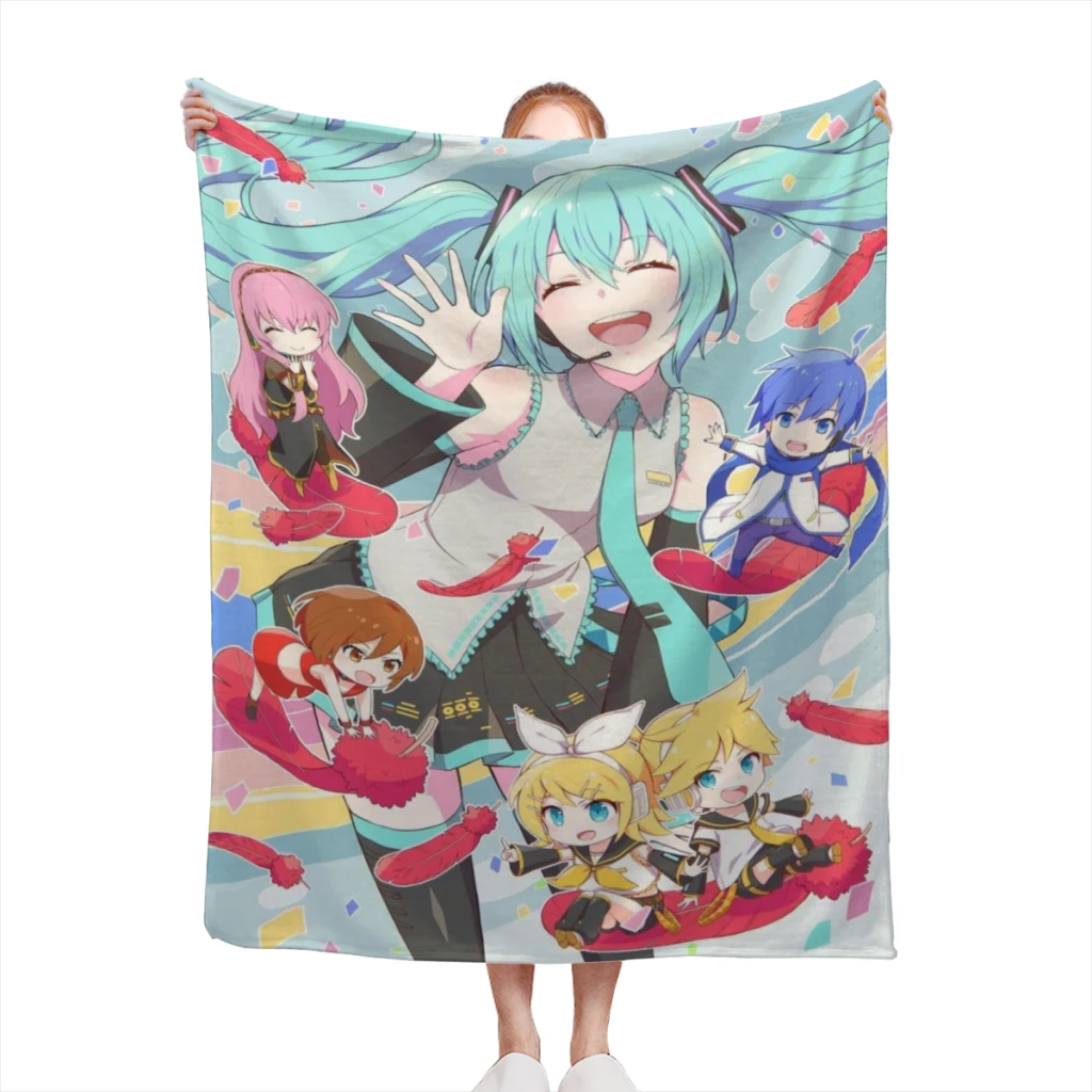 

Kawaii Anime Hatsune Miku Cute Custom Blanket Sofa Bedroom Bed Home Office Nap Blanket Car Travel Picnic Blankets Gift