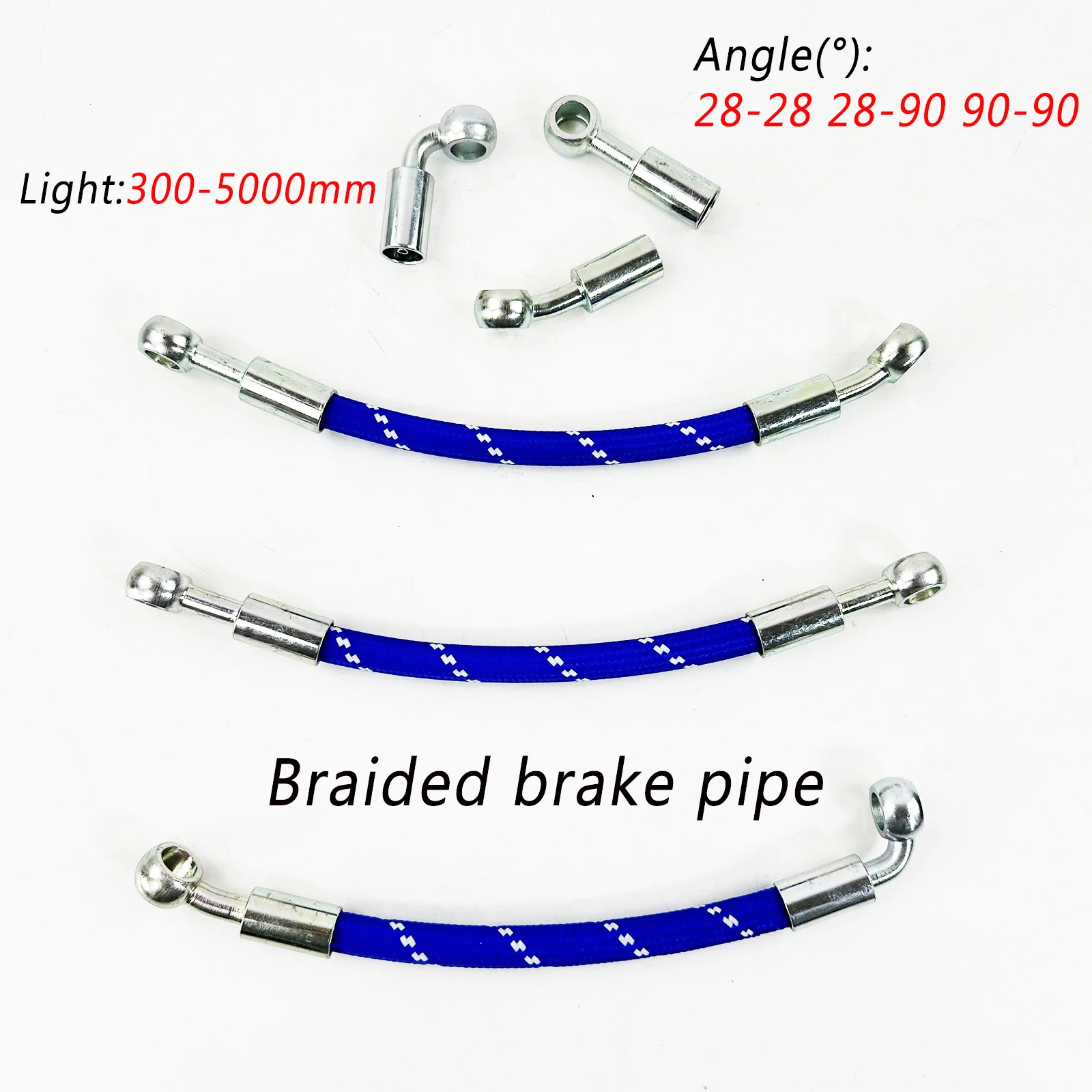 

Universal Motorcycle Brake Hose Kit 90°/28° Blue Stainless Steel Braided brake Hose 300mm-5000mm Apply for Electric/Motorcycle