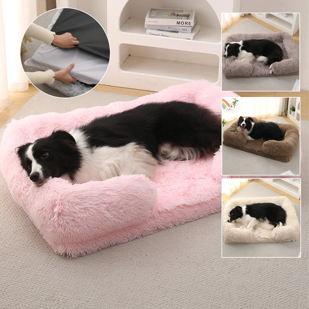 

Winter Plush Dog Beds for Large Dogs Soft Long-Haired Cushion for Dogs Cats Warm Pet Nest for Small/Medium Pets מיטה לכלב גדול