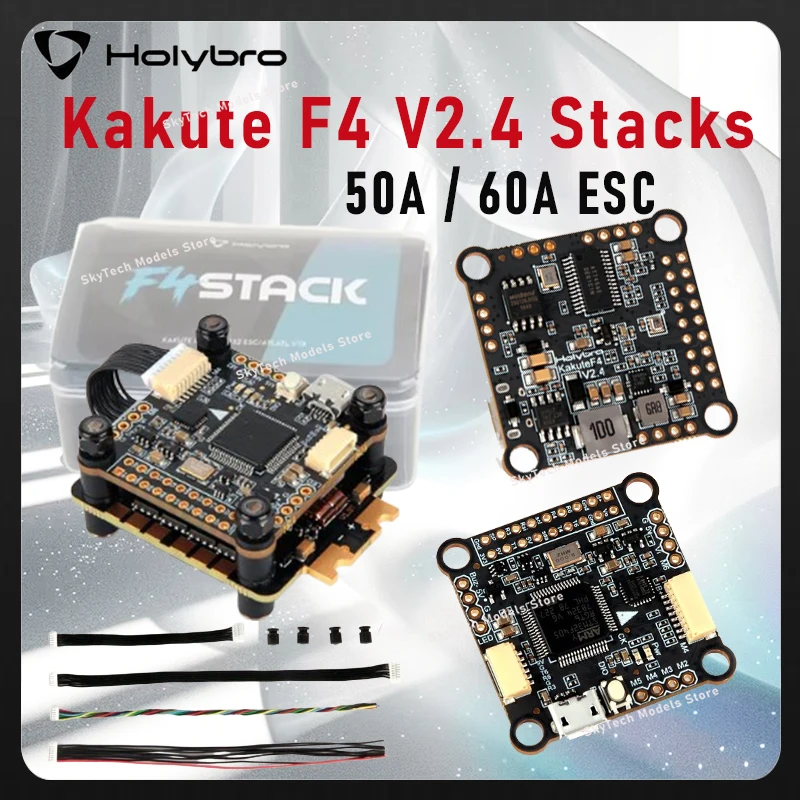 Holybro Kakute F4 V2.4 Stacks-MPU6000 F4 Flight Controller,Tekko32 F4 50A/60A/65A 4in1 ESC, Atlatl HV V2 VTX, for RC FPV Systems