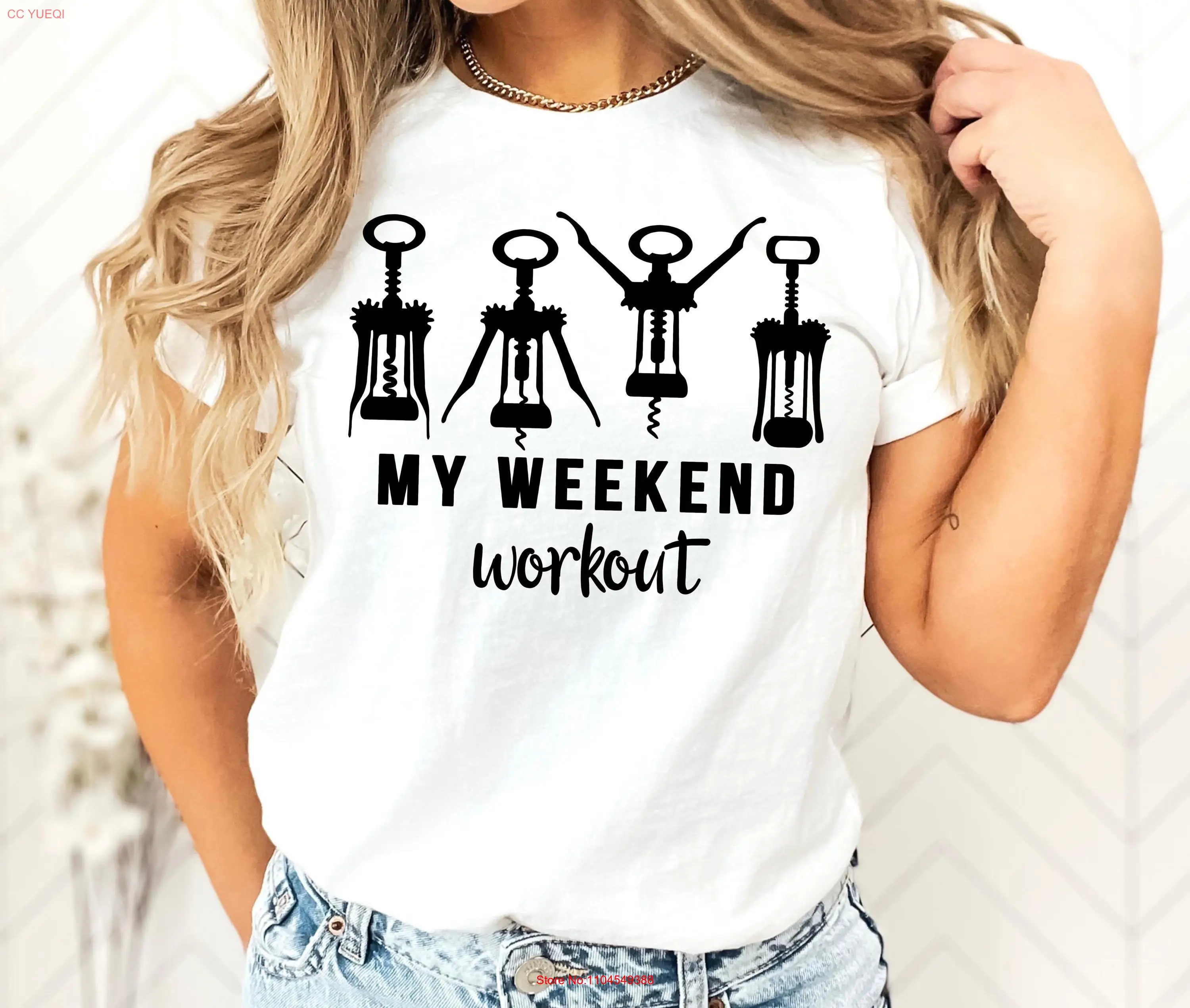 

Забавная футболка с вином для влюбленных, пробковый винт Weekend WorkouT, штопор с длинными или короткими рукавами