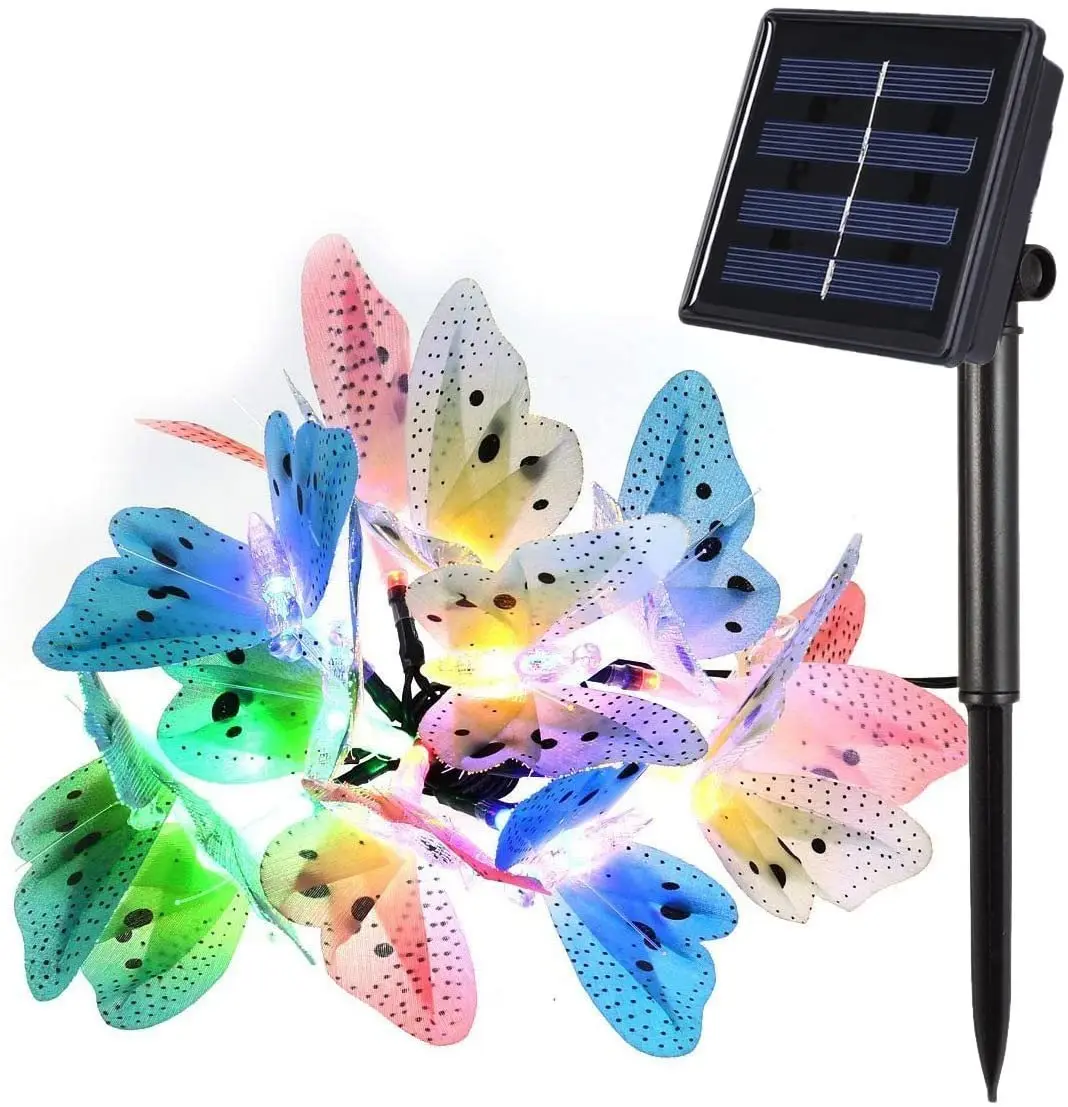 

Solar Light String Outdoor 11.9Ft Fiber Optic Butterfly Fairy Lights Christmas Decoration 2023 Holiday Lighting For Garden Decor