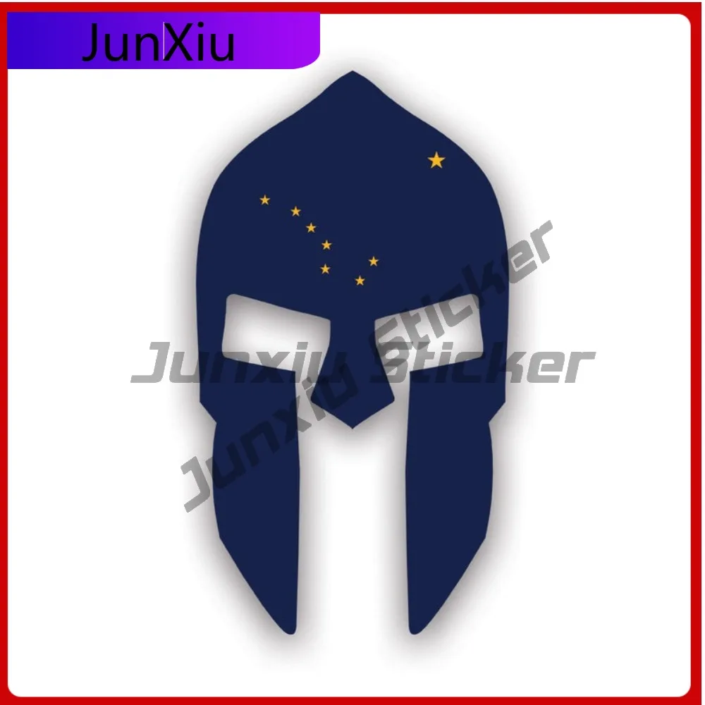 

Alaska Flag Spartan Helmet Stickerwaterproof Outdoor Funny Car Waterproof Vinyl Decal For Motorcycle Helmet Protection