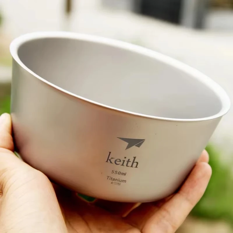 Keith 550ml Food Container Double-wall Titanium Bowl Outdoor Camping Picnic Bowl Lunch Box Utensils For Tourism 114g Ti5322