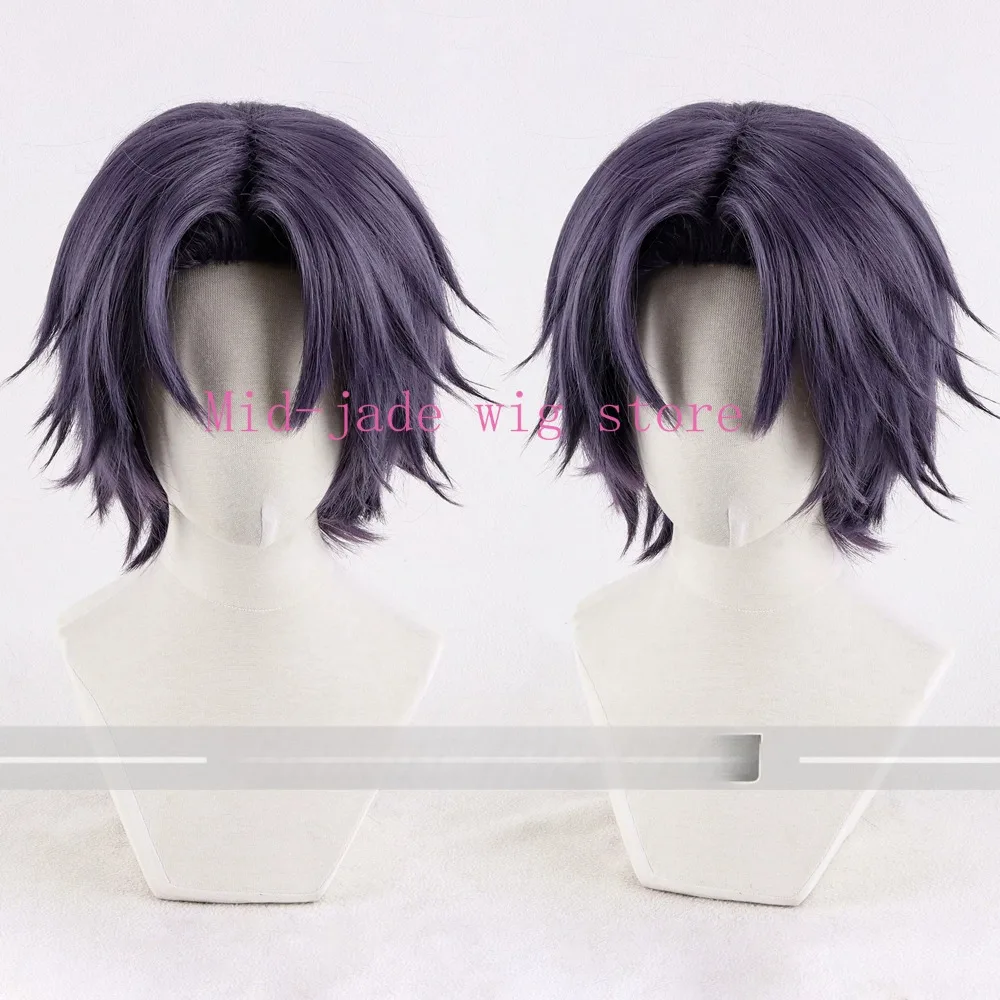Keigo Atobe Cosplay Wig Gray Purple Flipped Hair for Valentine Sports Anime Event and Studio Photography
