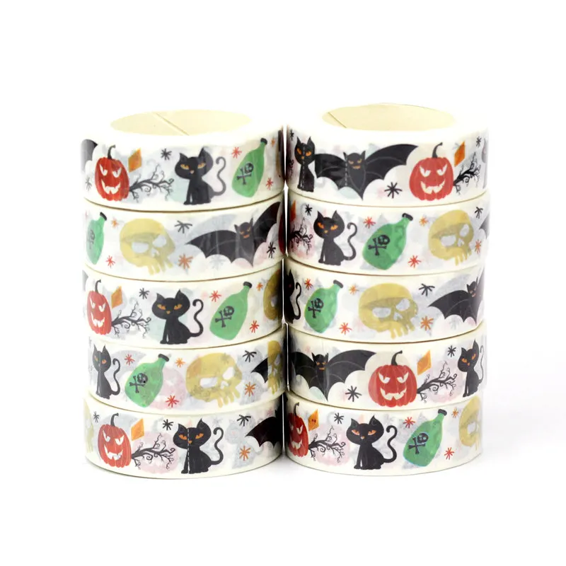 Nuovo Bulk 10 pz/lotto decorativo modello di Halloween zucca pipistrello gatto nero Washi nastri nastro adesivo per diario cancelleria carina