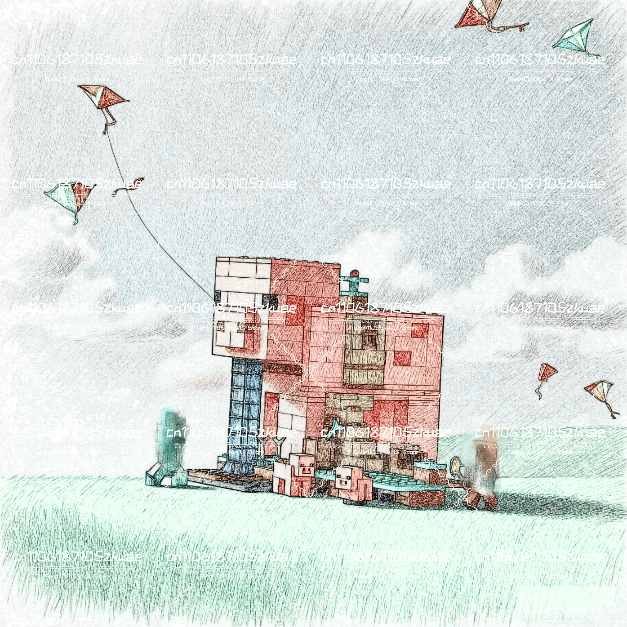 

MOC 506 pieces of pig house assembly bricks set, suitable for children as a Christmas gift toy