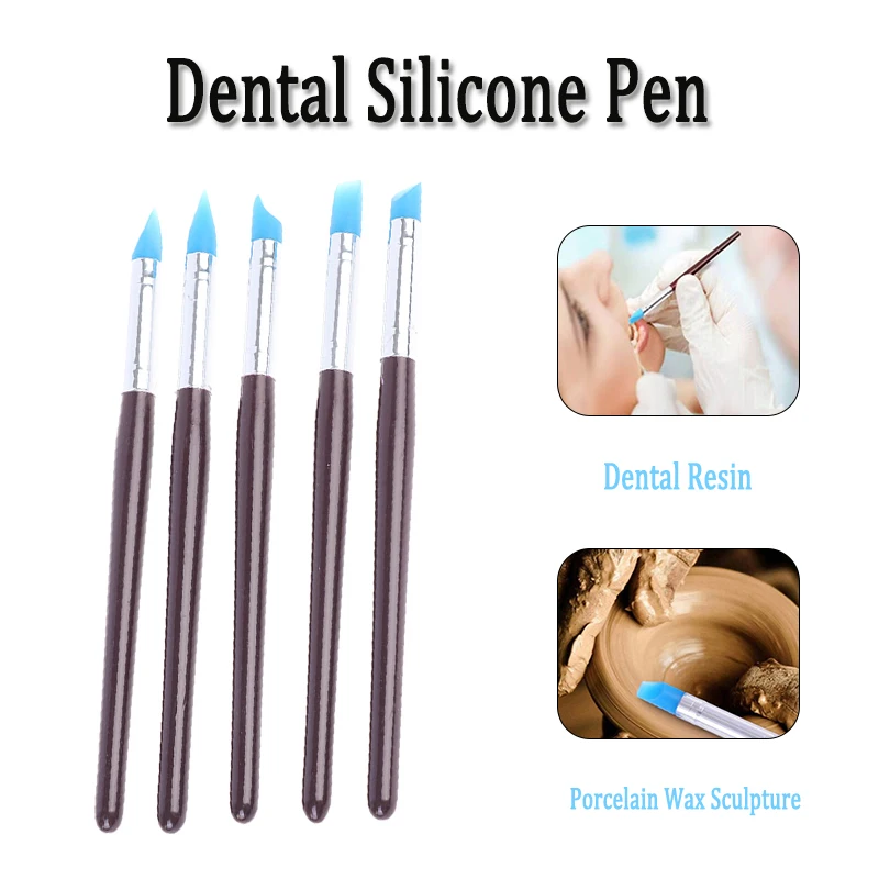 5Pcs Dental Silicone Shaping Pen Dental Resin Brush Pens for Porcelain Wax Sculpture Dentistry Lab Dentist Tools