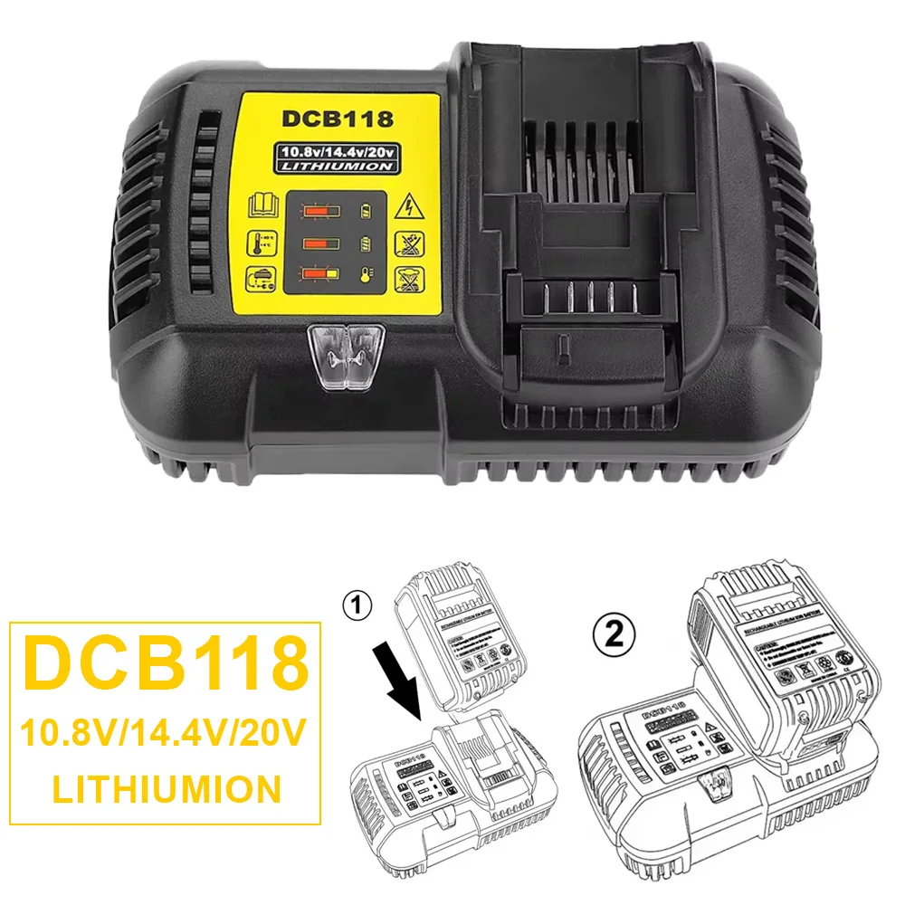 DCB118 battery charger for Dewalt Battery 10.8V 12V 14.4V 18V 20V DCB200 DCB101 DCB115 DCB107 DCB105 DCB140 &DCB112 EU Plug