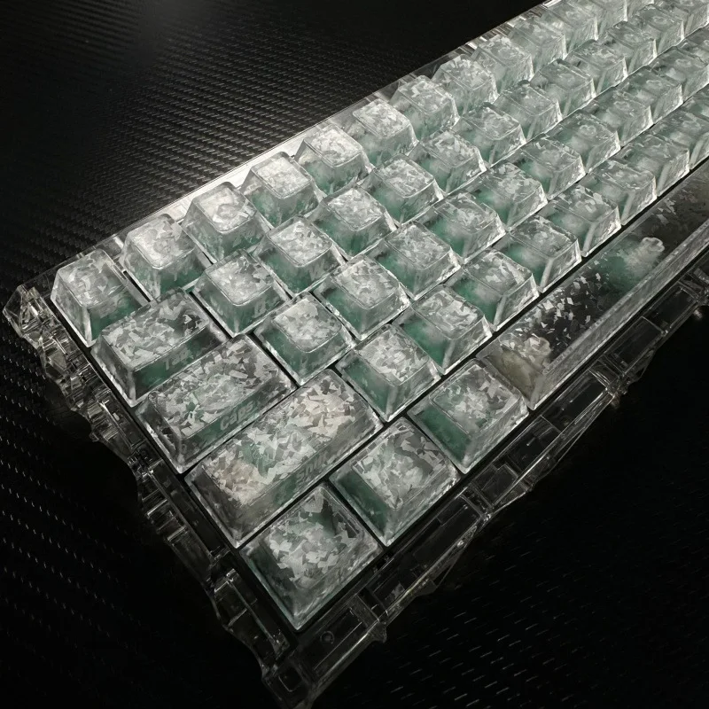Carbon fiber PC transparent side engraved keycap 119 key axis compatible mechanical keyboard keycap