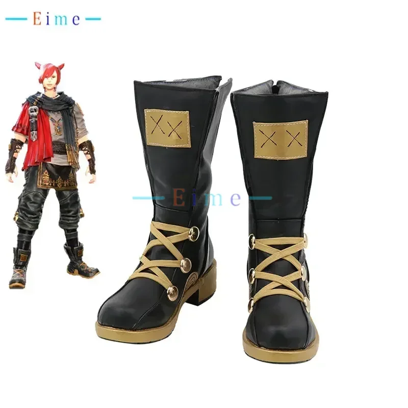 G'raha Tia Scarpe Cosplay Gioco FF14 Cosplay Scarpe in pelle PU Stivali di Carnevale di Halloween Puntelli Cosplay Su misura