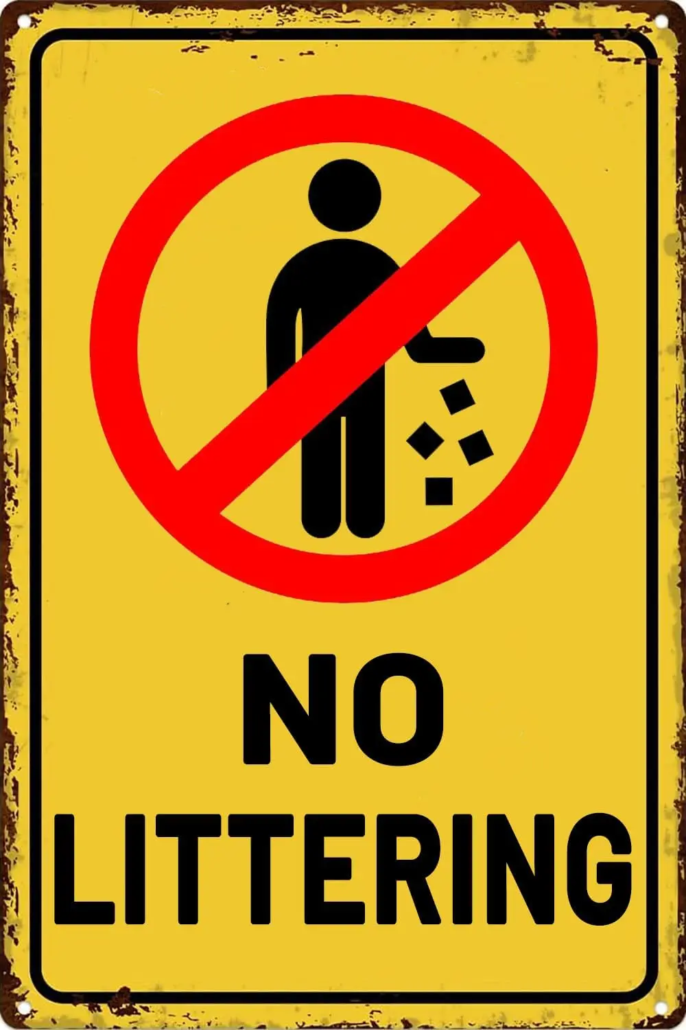 m1, No Littering Sign Please Do Not Litter Warning Metal Tin Signs for Office Outdoor Indoor Sign