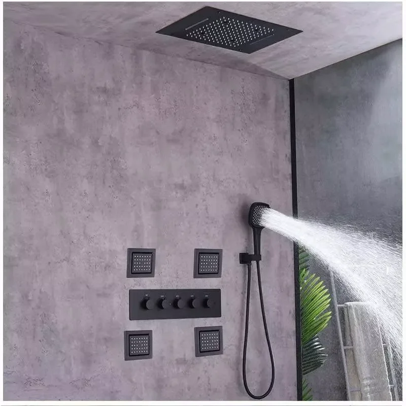 Hot Selling Bathroom Ceiling LED Thermostatic Shower Faucet Set With Rainwater Waterfall Massage Multifunctional Shower