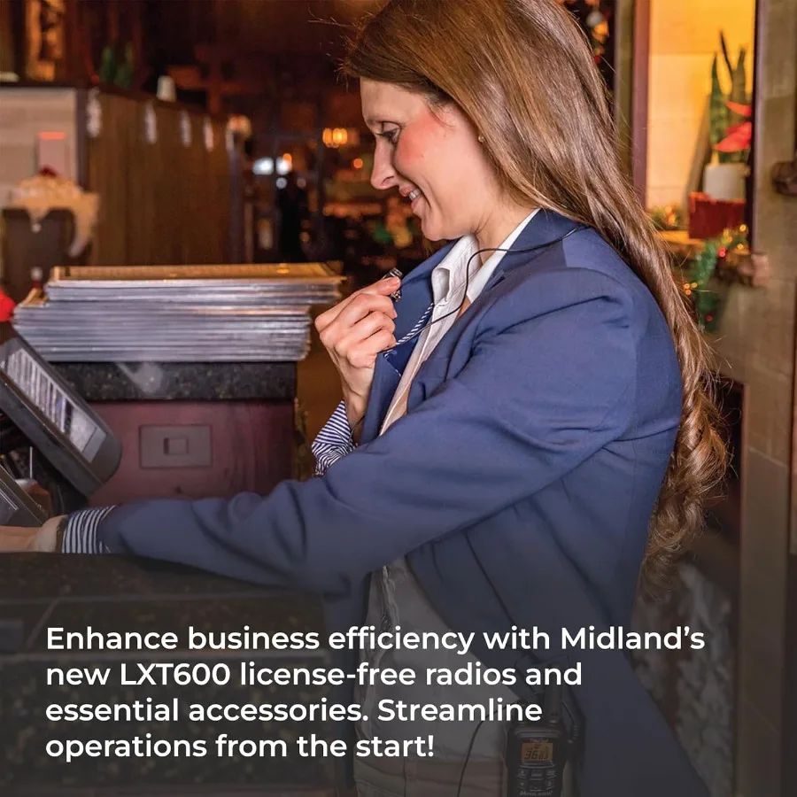 LXT600BB FRS Business Walkie Talkies - أجهزة راديو طويلة المدى 36 قناة ثنائية الاتجاه مع سماعات الرأس وقاعدة شحن تنبيهات الطقس AA 2