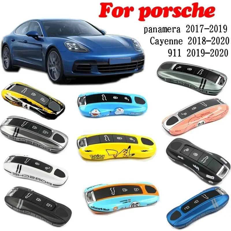 

For Porsche Cayenne Panamera 911 2017-2023 ABS Car Key Protection Shell Cartoon Smart Remote Key Cover Car Accessories