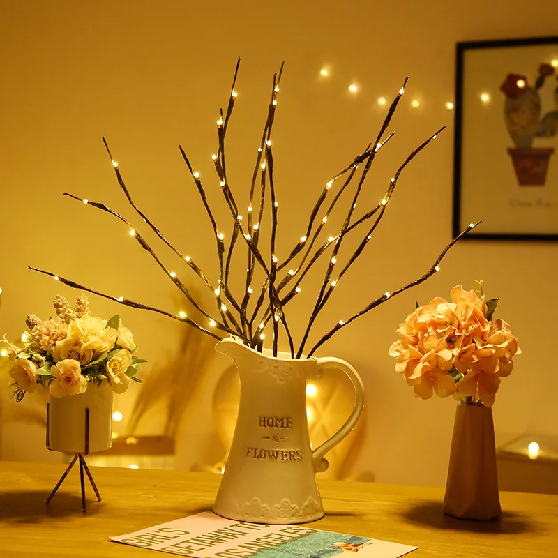 LED Willow สาขาไฟธรรมชาติแจกัน Filler Willow Twig Lighted สาขาคริสต์มาสไฟตกแต่ง