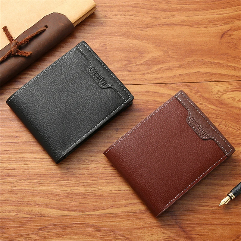 New Retro Men PU Leather Wallets Business Male Small Money Clip High Quality Card Holder Thin Purses Short Coin Bag for Man