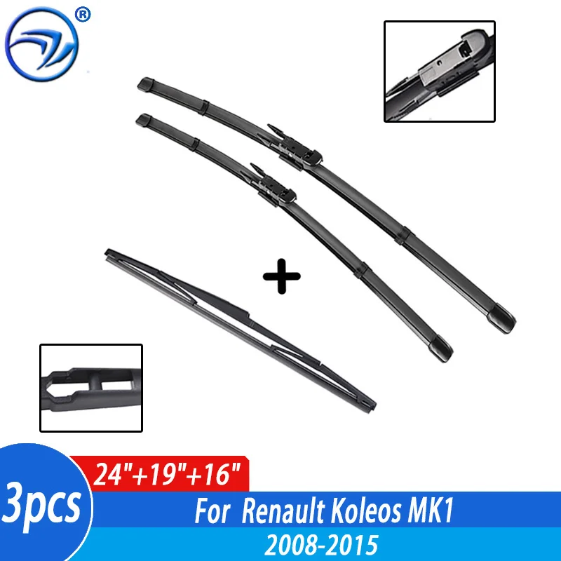 Wiper Front & Rear Wiper Blades Set For Renault Koleos MK1 2008 09 10 11 12 13 14 15 Windshield Windscreen Window 24