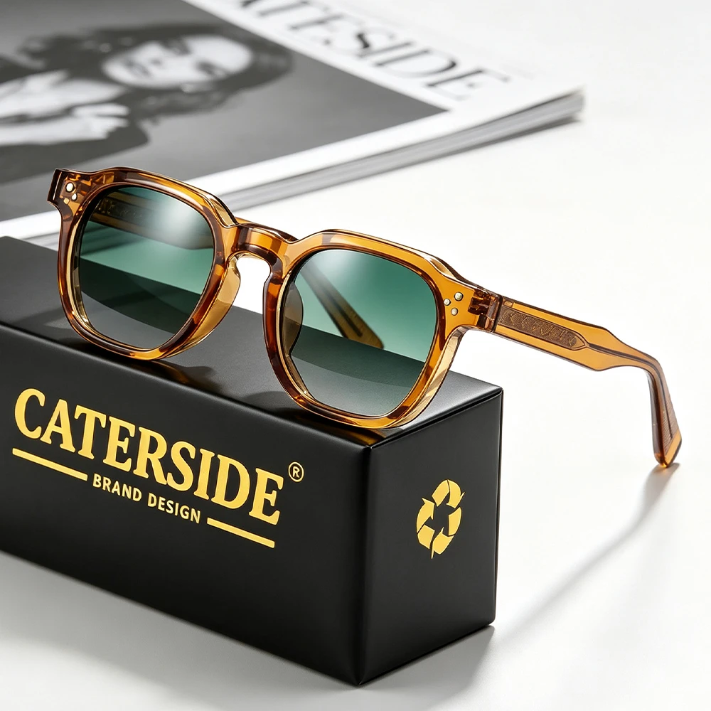 Occhiali da sole vintage quadrati CATERSIDE, per uomo e donna, con montatura spessa in stile retrò, protezione UV400, occhiali alla moda per attività all’aperto.