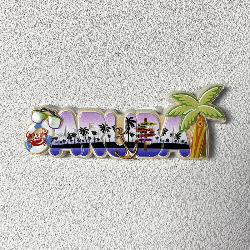 Caribbean Island of Aruba creative alphabet landscape literature travel home decor 3d painted refrigerator magnets