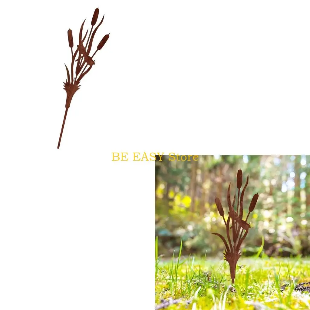E28F Garden Metal Stake Brown Yard Piece for Flower Rows, Lawn Edges and Pot Display, 11.81 x 3.61 In Single Insert Pick for