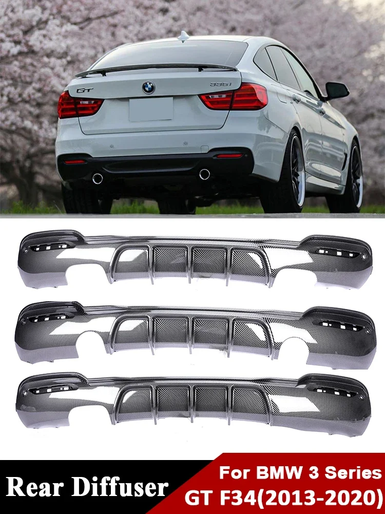 For BMW 3 Series GT F34 Carbon Fiber M3 M Tech Back Lip Diffuser M-Performance Bumper Splitter Rear Diffusor 2013-2020 Turning