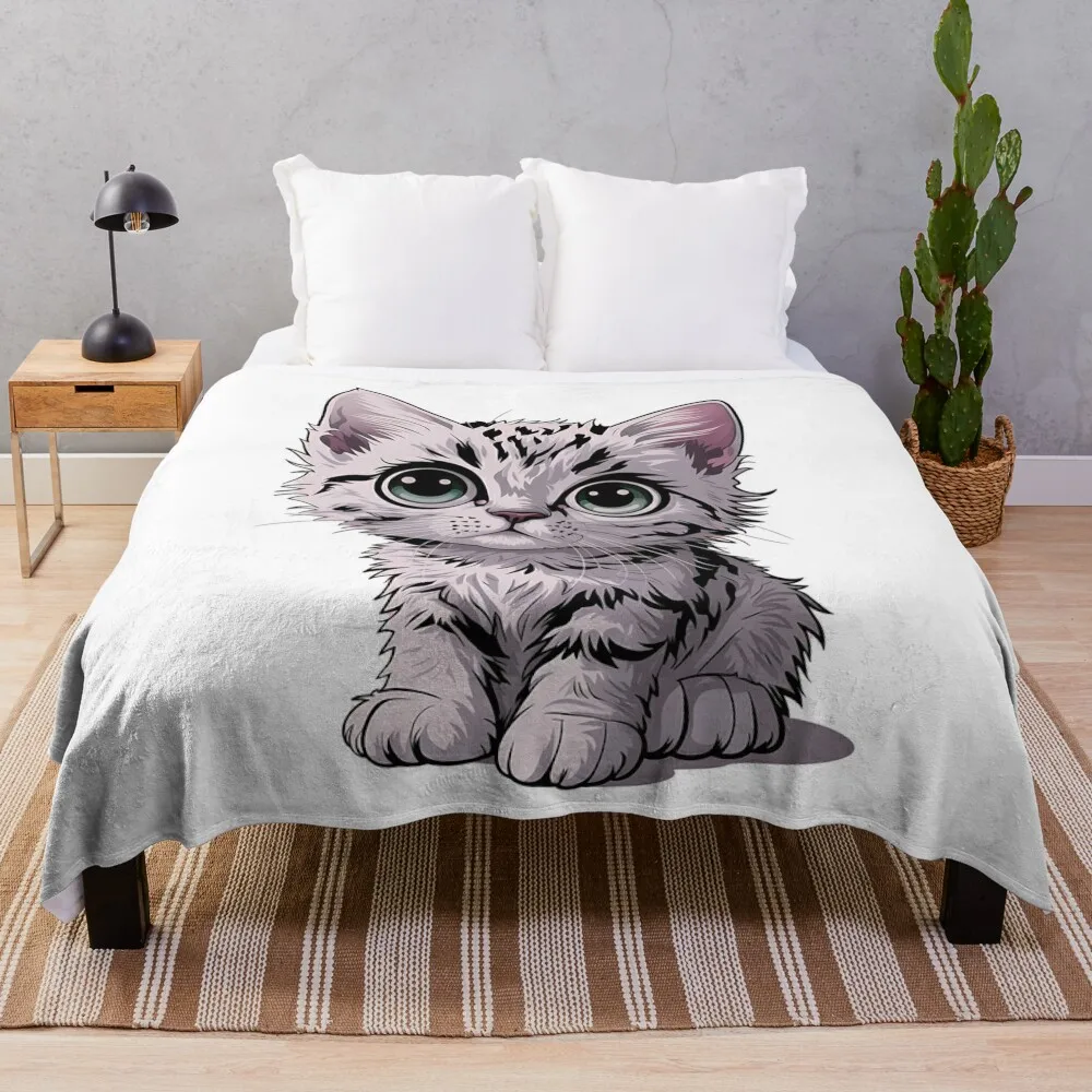 

White Kitten Throw Blanket Luxury Throw Soft Plaid Warm Blankets