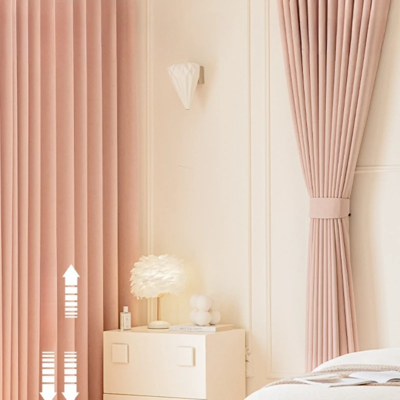 Chenier Children Room Jacquard Pink Curtains for Living Room Bedroom Dining Room Light Luxury Minimalist Blackout Custom Curtain