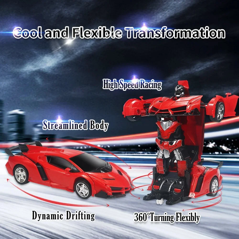 Robô de carro RC 2 em 1, veículo de brinquedo transformador de controle remoto, modelo de carro de corrida de deformação, conversão automática, presentes para meninos e crianças