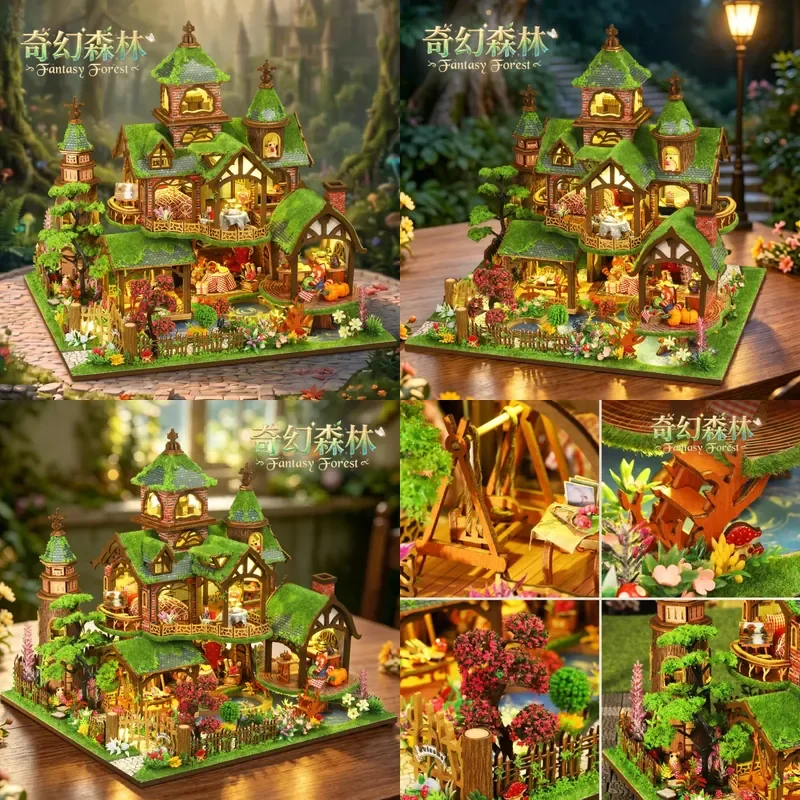 for Jiate DIY Hut P020 Fantasy Forest Hand Assembled 3D Puzzle Miniature House Model Ornament Gift