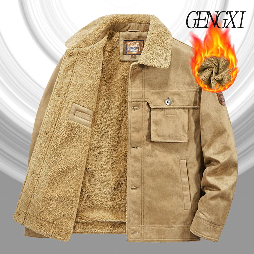 شتاء جديد وصول الجلد المدبوغ التكتيكية عمال سترة الأمريكية خمر الصوف مبطن سميكة بدوره إلى أسفل طوق سترة يندبروف و #4