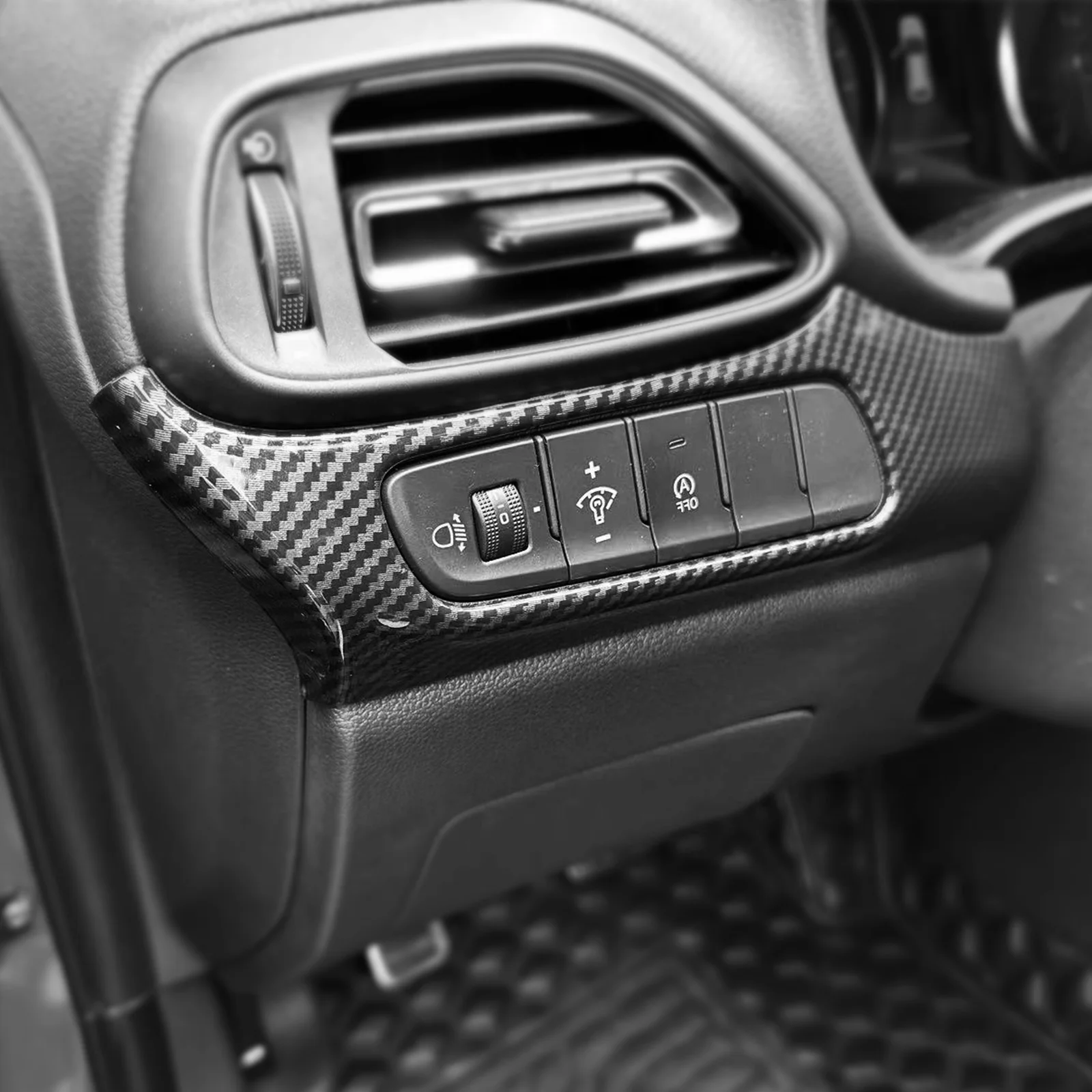 Garniture de couvercle de bouton de réglage de phare latéral de conduite en Fiber de carbone pour intérieur de voiture LHD RHD pour Hyundai i30 N 2019 – 2023