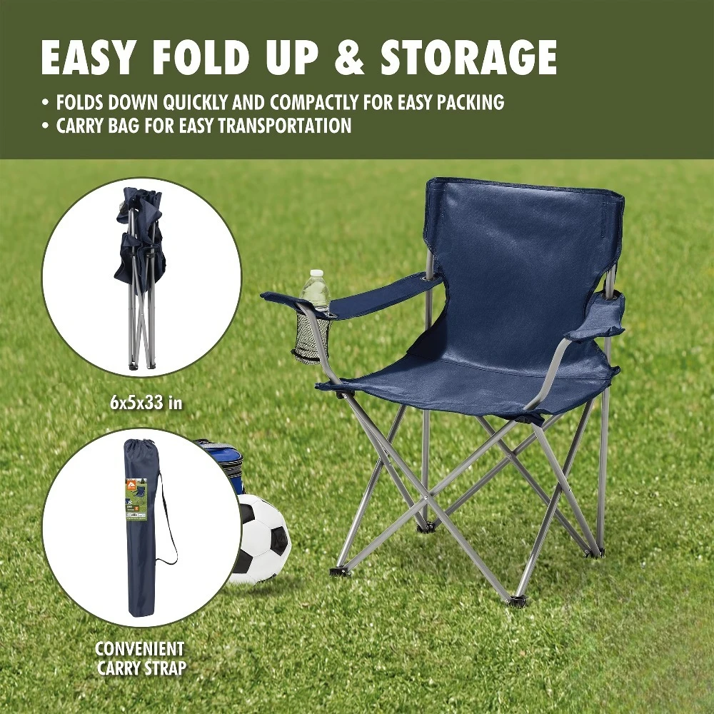 ポータブル折りたたみ四脚キャンプチェア カップホルダーとキャ - Camping Quad のレビューと価格