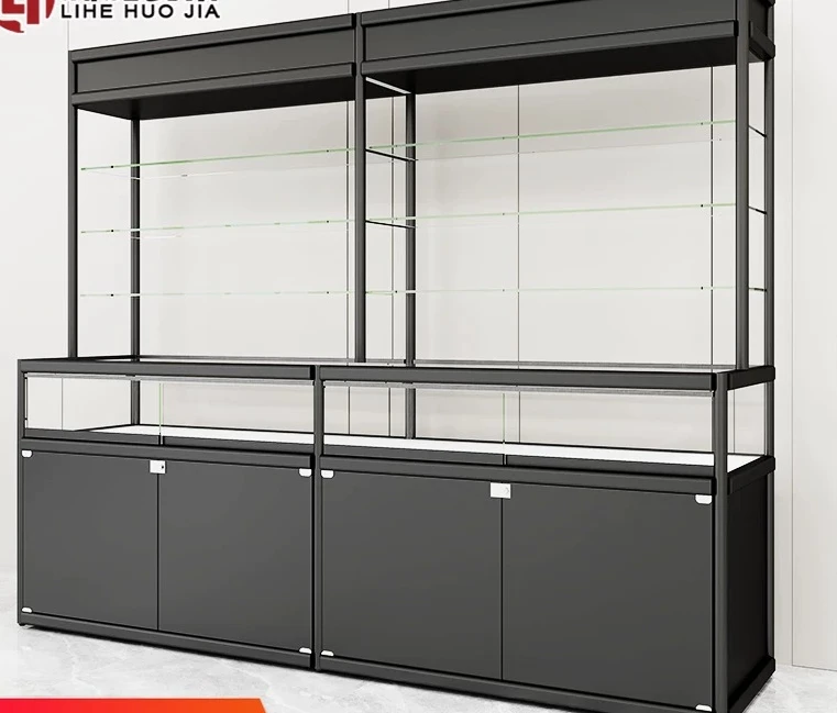 L-shaped glass display cabinet sample trophy display tobacco and wine cosmetics display