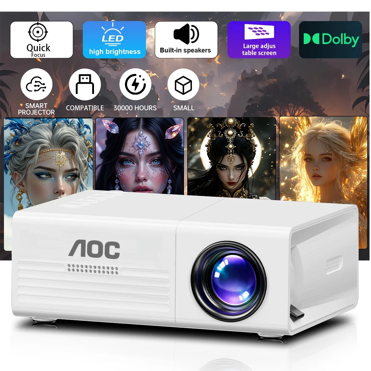  ﻿ AOC Tragbare Projektor TFT LCD 1080P 1920*1080P Wifi Bluetooth Mini Projektoren Heimkino Kino Outdoor mini proiettore