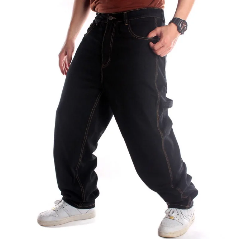 Vintage Baggy Streetwear Cargo Pants Men Street Dance Skateboard Trousers Male Loose Hip Hop Denim Pants Black Y2k Jeans for Men