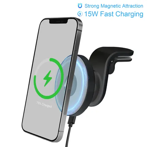 15W Magnetic Wireless Car Charger Mount, 360° Adjustable for iPhone & Android