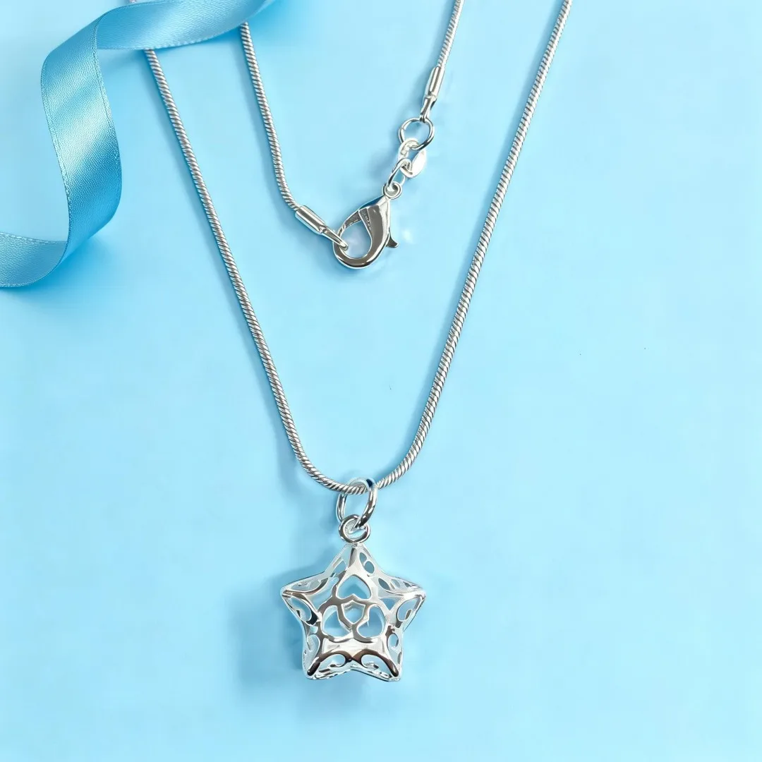 Luxury designer 925 sterling silver Lucky little Hollow star pendant necklace for women fashion Holiday gifts Affordable jewelry