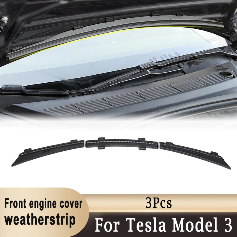 Image of Für Tesla Modell 3 Y Front Motorhaube Gummi Dichtung Upgrade Weathers Trim Gürtel Wasserdichte Streifen Staub-proof Schutz
