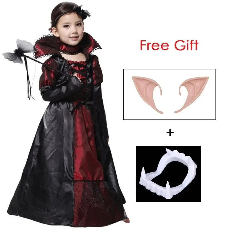 Kids Child Vampire Costume Count Dracula Cosplay Boys Vampiress for Girls Purim Halloween Party Fantasia Dress Up Funny Horror