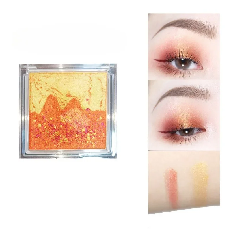 Paleta de colores de paisaje, sombra de ojos brillante, textura de polvo fino, maquillaje de escenario, placa de sombra de ojos, Cosméticos mate, resaltador brillante