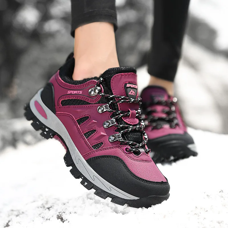 

Winter Low Top Warm Hiking Shoes Non Slip Outdoor Sports Trekking Footwear Large Size for Elderly Men and Women