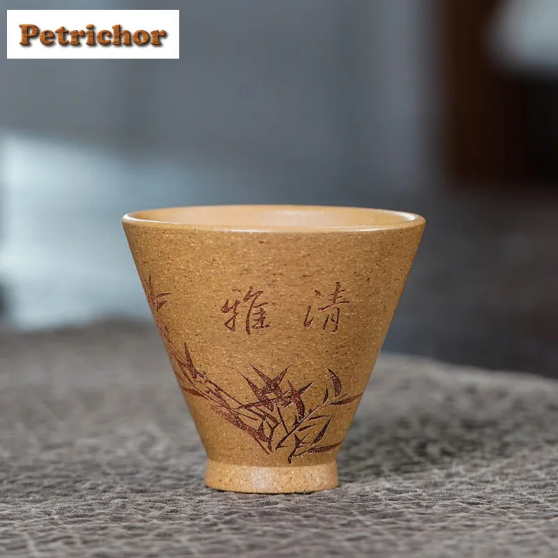 

90ml Yixing Purple Clay Dǒu Lì Bamboo Teacup Creative Tea Bowl Mug Tea-tasting Personal Cup Jianzhan Master Cups Cha Ornaments