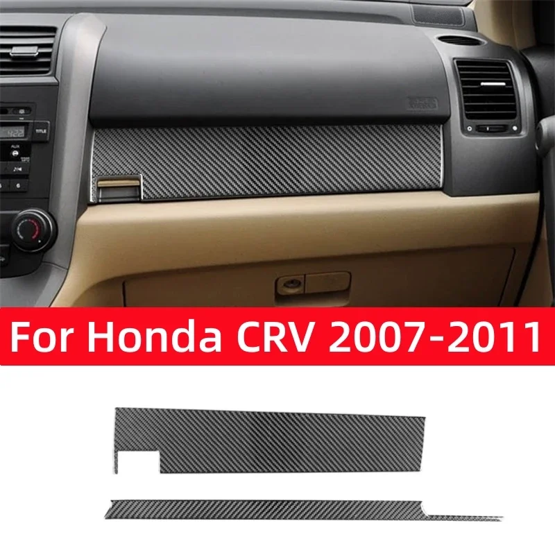 For Honda CRV 2007 2008 2009 2010 2011 Accessories Carbon Fiber Interior Car Co-pilot Dashboard Panel Trim Strip Decor Cover