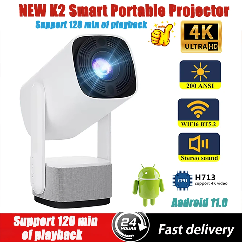 2024 K2 4K Convenience Projectors Full HD Projector Autofocus 1080P Android 11.0 4K Video 5G WiFi Home Theater 3D Mini Projector