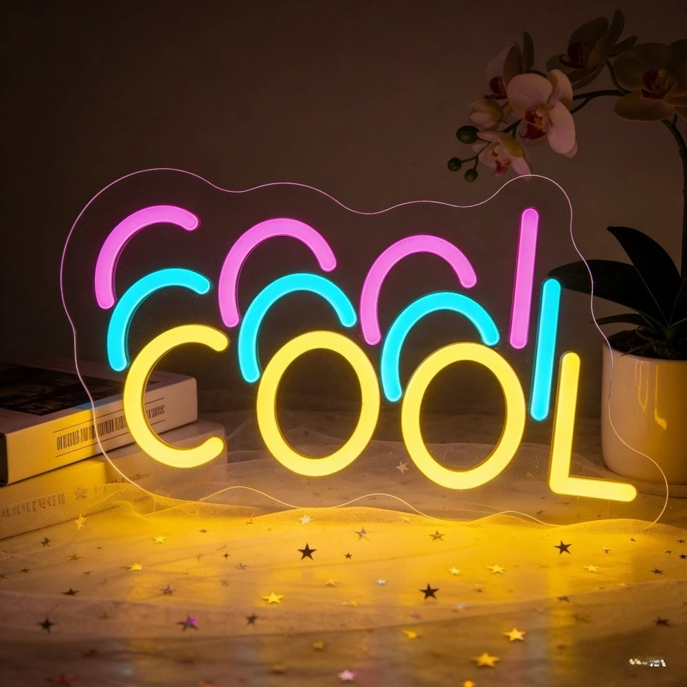 

Двойная светодиодная неоновая вывеска в форме волны COOL для спальни, гостиной, домашнего декора, теплый мягкий свет, уникальный подарок, настенное искусство для создания атмосферы