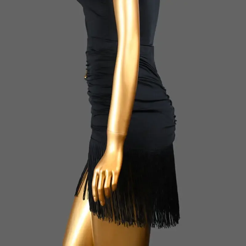 2025Donne Gonna da ballo latino nera Nappa Avvolgente Gonne da ballo increspate Rumba Samba Tango Chacha Ruffles Gonne Costume di danza del ventre