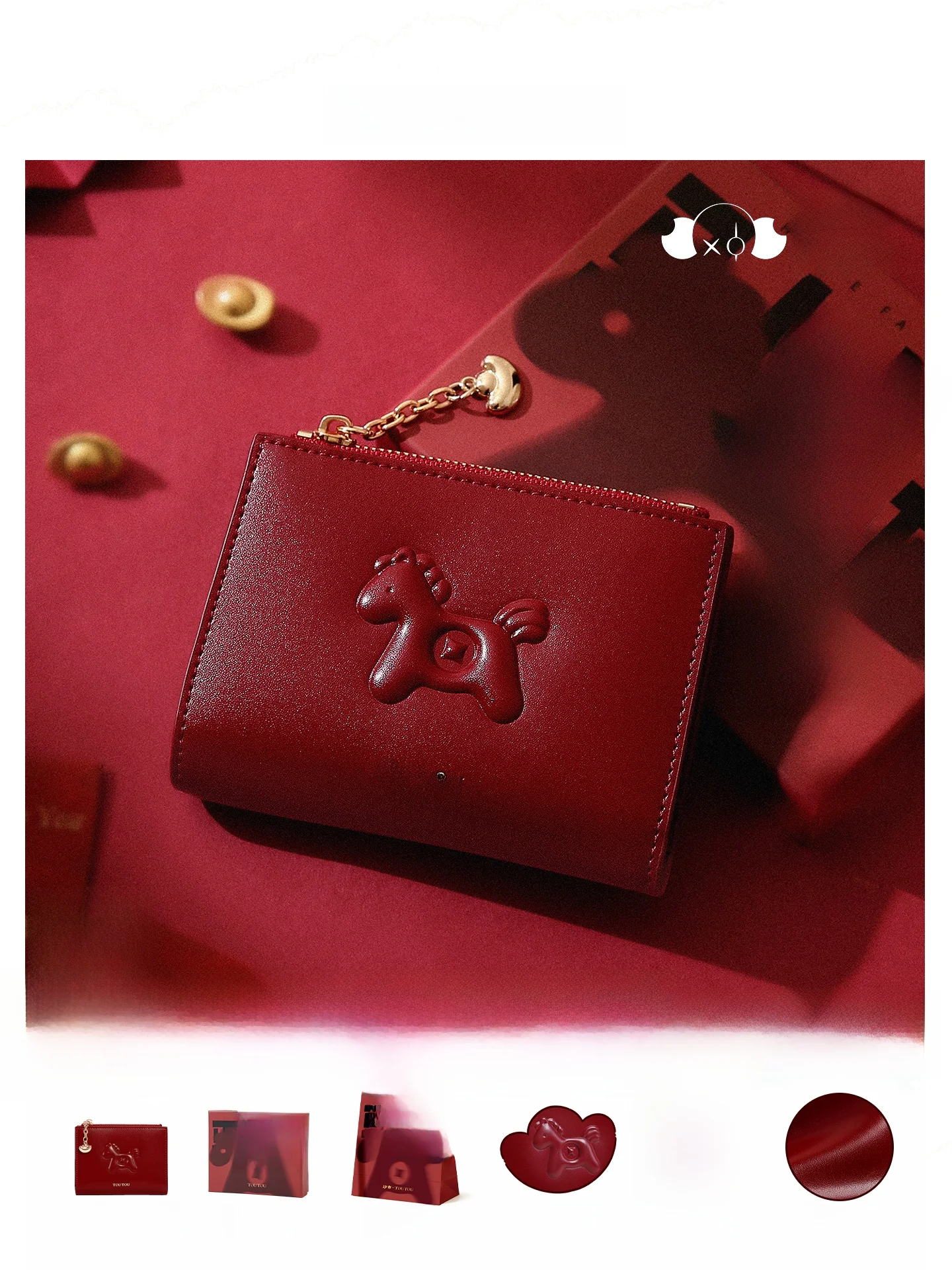 toutou-birthday-gift-new-leather-wallet-red-coin-card-holder-for-women-lucky-year-short-horizontal-synthetic-cartoon-wallet