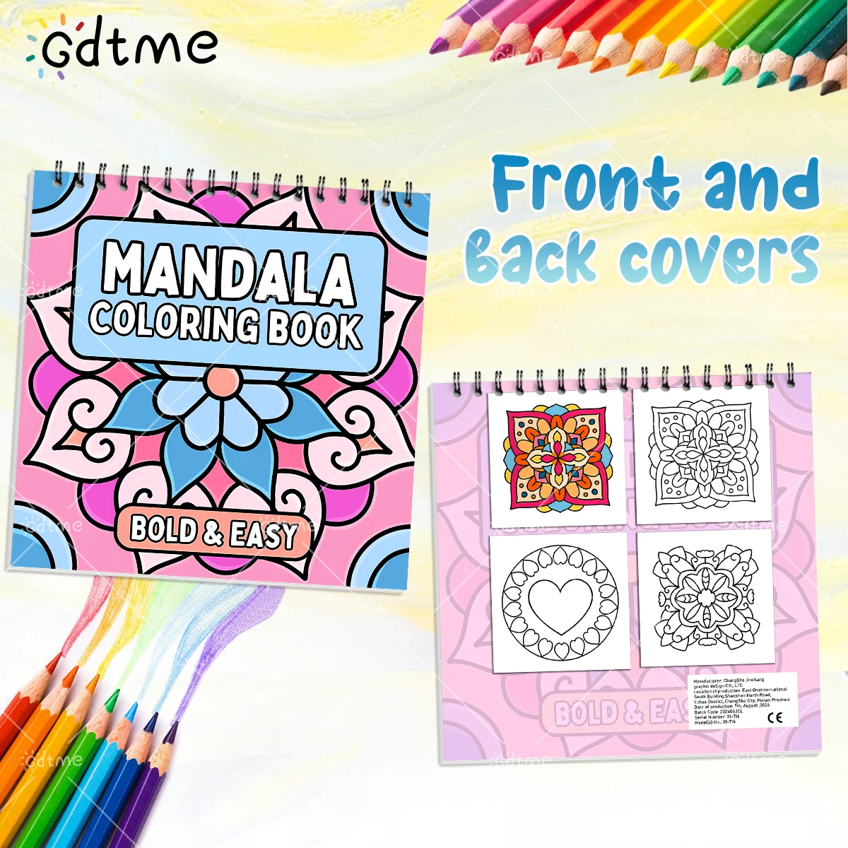 Deluxe Mandala Coloring Book for Adults Spiral Binding Stress Relief Leisure DIY Hand Drawing Art Book